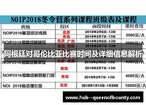 阿根廷对哥伦比亚比赛时间及详细信息解析 阿根廷对哥伦比亚比赛时间及详细信息解析